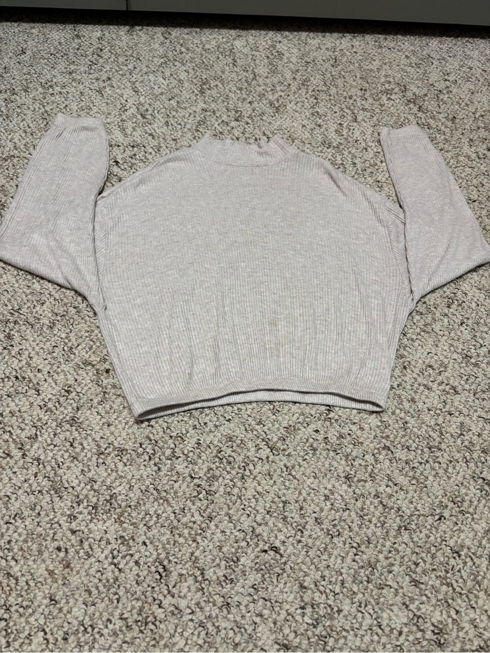 Garage Light Beige Ribbed Turtleneck Sweater